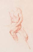 20th century red pastel sketch - 'male torso'.