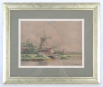 JH Wusmuller (19th century) - 'Windmill' - watercolour.
