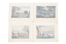 Four 19th century hand coloured etchings. Comprising two H.