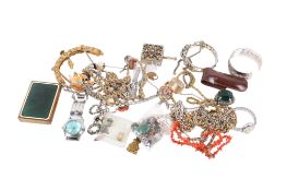 A group of costume and white metal jewellery.