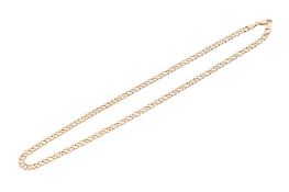 A 9ct gold kerb link chain necklace. Hallmarked and marked 9ct, L47cm, weight 11.5g.