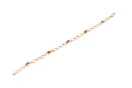 An Italian 14ct gold and stone set bracelet.