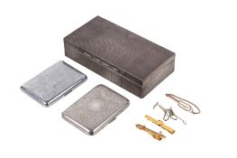 A silver cigarette box and other collectable's.