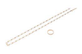 A 9ct gold Italian necklace and a ring.