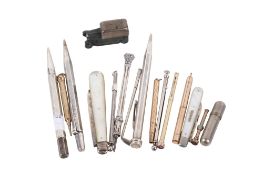 An assortment of Victorian and later silver and white metal collectables,