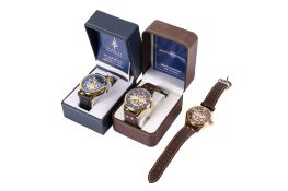 Three Bradford Exchange gentleman's wristwatches.
