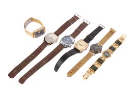 Six assorted wristwatches.