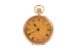 An 18k yellow metal pocket watch.