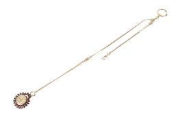 A silver gilt fob watch with stone details. Ankra quartz, with gold face, goldplated mark 0.