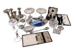A collection of silverplated table items.