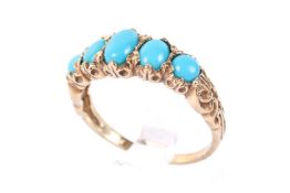 A 9ct gold and blue stone ring.