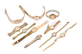 Ten ladies' wristwatches.