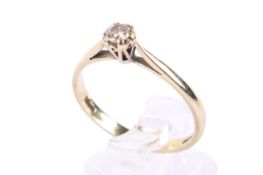 A 9ct gold and diamond solitaire ring. The brilliant cut diamond of circa 3.