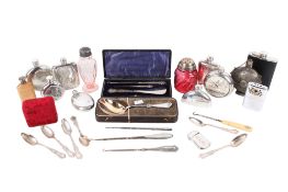 A collection of hallmarked silver and white metal items.