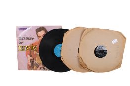 A group of three rock n roll '78 rpm records and another.