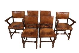 A set of six oak chairs.