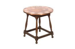 An oak framed table.