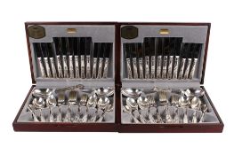 Two canteens of Viners Kings Royale pattern cutlery. Each for six, one fork missing.