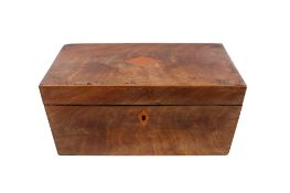 A Victorian mahogany and boxwood tea caddy.