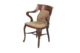 An early 20th century open armchair having upholstered seat and back