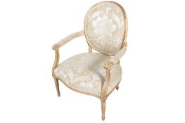 A Wesley Barrell 20th century French style open armchair.