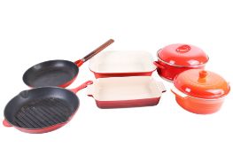 Four vintage Le Creuset pots and pans.