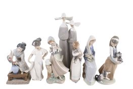 Seven porcelain figures.
