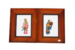 A pair of contemporary paintings on ceramic panels.