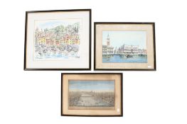 Three city scene pictures.