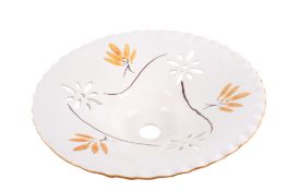 A French ceramic pierced and hand painted pendant lamp shade.