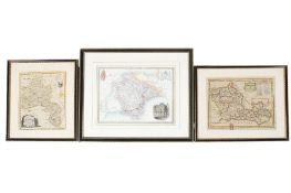 A group of three 17th century and later hand coloured maps.