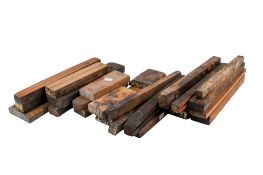 A collection of carved wooden blocks used as moulds. For applied ornate decoration.