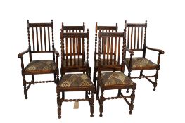 A set of six 19th century oak chairs.