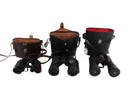 Three pairs of vintage binoculars, cased. Including Swift Osprey 7.