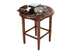 A side table and a group of collectables.