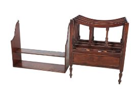 A Victorian mahogany Canterbury and a mahogany wall hanging shelf.