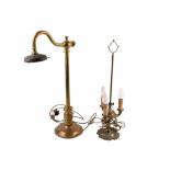 Two vintage brass table lamps. Both raised on circular bases. Max.