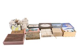 A collection of assorted vintage wooden jigsaw puzzles.
