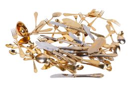 A quantity of gold plated Solingen cutlery.