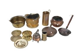 An assortment of Victorian and later metalware.