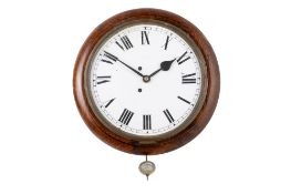 A late 19th/early 20th century oak cased school clock.