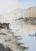 Brian Morse, watercolour, 'Early Morn Gweek Boat Yard'. SIgned lower left, titled verso, 25.