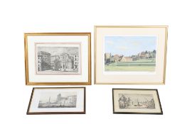 Four 19th century and later architectural themed prints.