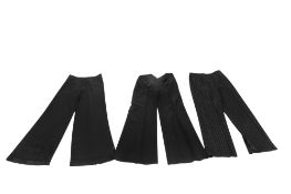 Three pairs of ladies designer wide leg trousers.