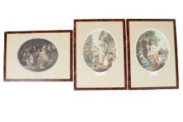 After Peltro William Tomkins (1760-1840), a set of three 19th century coloured prints.