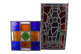 Two contemporary leaded stained glass panels.