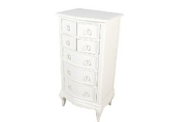 A reproduction French style serpentine fronted chest of drawers.