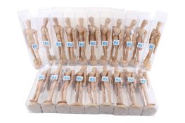 Twenty Lefranc & Bourgeois artist wooden mannequins.
