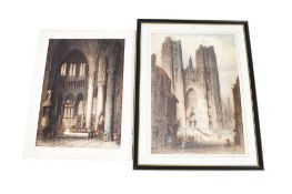 James Alphege Brewer (British 1881-1946), two coloured etchings, 'The Cathedral of St.