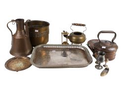 A collection of assorted metalware.